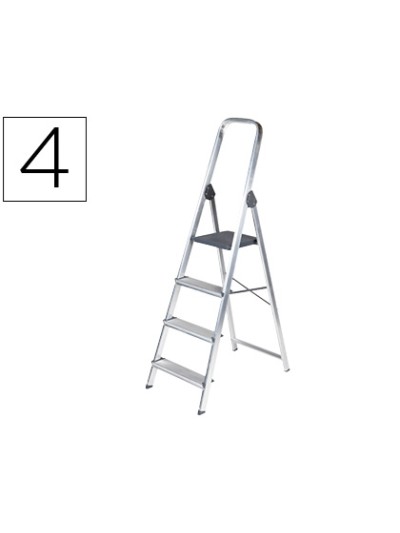 Escalera q-connect de aluminio 4 peldaños 860x462x1470 mm peso maximo 150 kg en-131