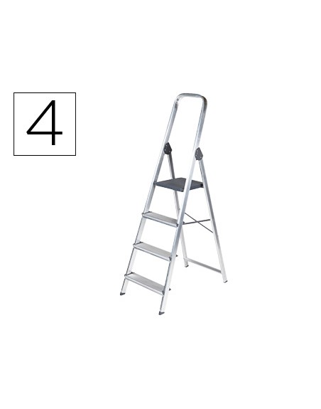 Escalera q-connect de aluminio 4 peldaños 860x462x1470 mm peso maximo 150 kg en-131