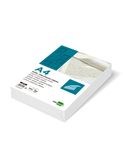 Papel verjurado liderpapel a4 120g/m2 crema paquete de 100 hojas