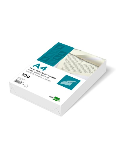 Papel verjurado liderpapel a4 120g/m2 blanco paquete de 100 hojas