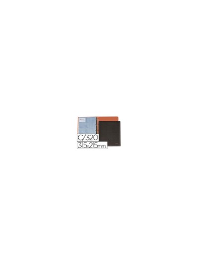Tarjetero pardo folio 4 anillas similpiel negro para 320 tarjetas 320x275 mm