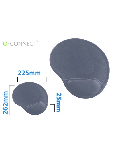Alfombrilla para raton q-connect con reposamuñecas ergonomica de gel gris oscuro 262x225x25 mm