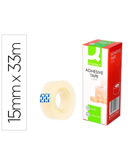 Cinta adhesiva q-connect transparente 33 mt x 15 mm