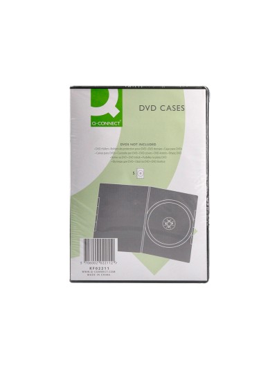 Caja dvd q-connect -con interior negro -pack de 5 unidades