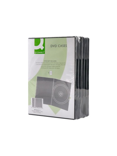 Caja dvd q-connect -con interior negro -pack de 5 unidades