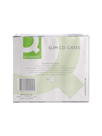 Caja de cd q-connect slim -con interior negro -pack de 25 unidades