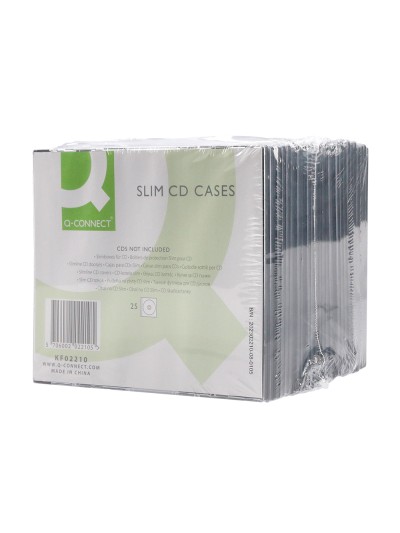 Caja de cd q-connect slim -con interior negro -pack de 25 unidades