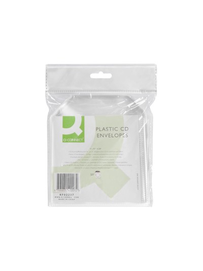 Sobre para cd q-connect polipropileno con solapa -pack de 50 unidades