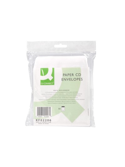 Sobre para cd q-connect con ventana transparente y solapa -pack de 50 unidades
