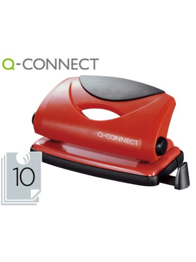 Taladrador q-connect kf02154 rojo abertura 1 mm capacidad 10 hojas