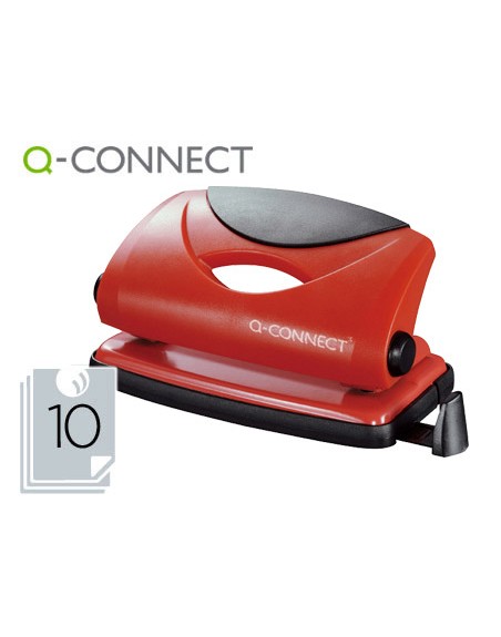 Taladrador q-connect kf02154 rojo abertura 1 mm capacidad 10 hojas