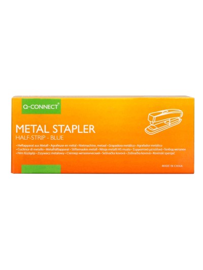 Grapadora q-connect kf02149 metalica azul capacidad 20 hojas