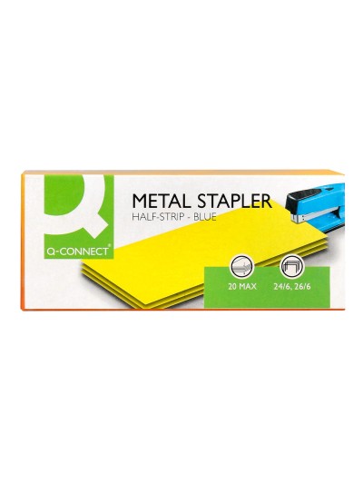 Grapadora q-connect kf02149 metalica azul capacidad 20 hojas