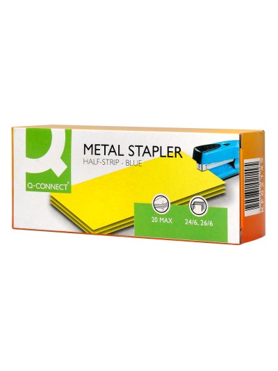 Grapadora q-connect kf02149 metalica azul capacidad 20 hojas