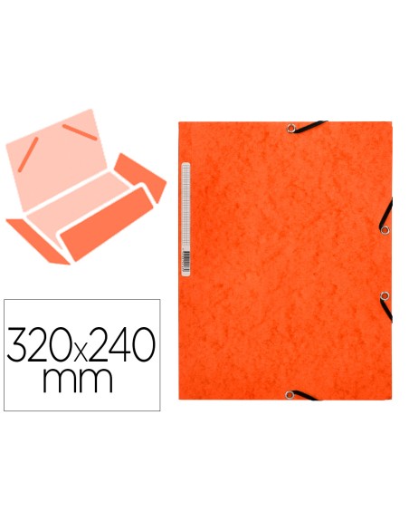 Carpeta q-connect gomas kf02170 carton simil-prespan solapas 320x243 mm naranja