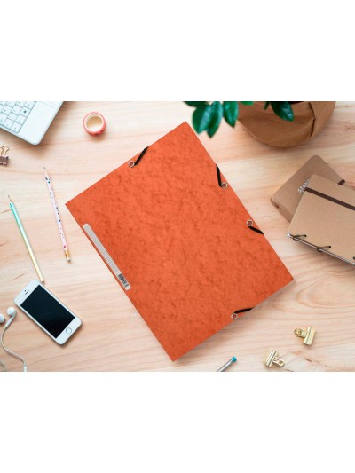 Carpeta q-connect gomas kf02170 carton simil-prespan solapas 320x243 mm naranja