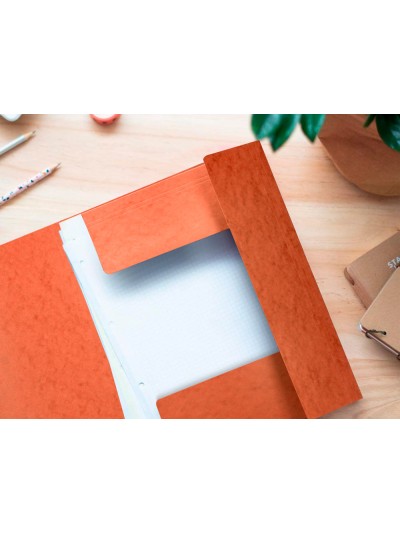 Carpeta q-connect gomas kf02170 carton simil-prespan solapas 320x243 mm naranja