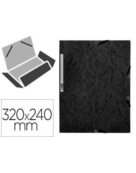 Carpeta q-connect gomas kf02169 carton simil-prespan solapas 320x243 mm negra