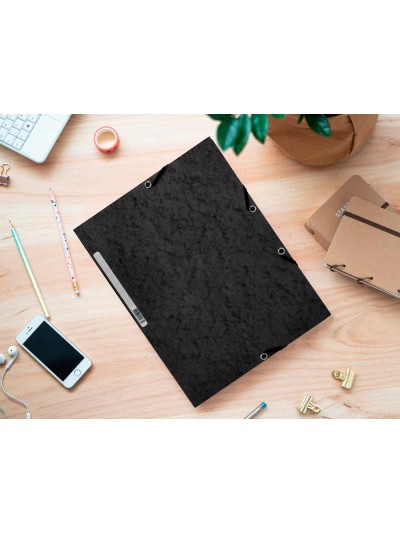 Carpeta q-connect gomas kf02169 carton simil-prespan solapas 320x243 mm negra