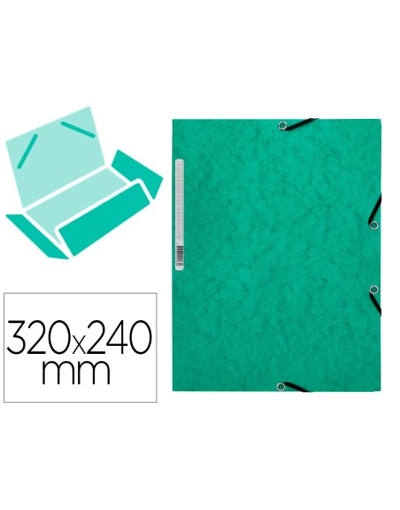 Carpeta q-connect gomas kf02168 carton simil-prespan solapas 320x243 mm verde