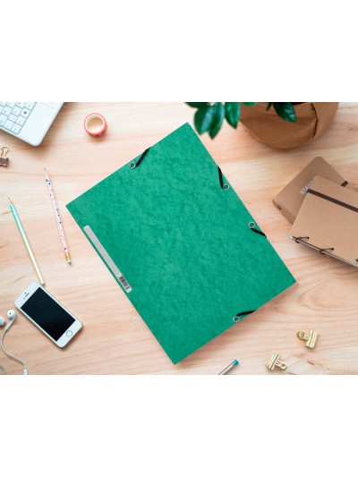 Carpeta q-connect gomas kf02168 carton simil-prespan solapas 320x243 mm verde