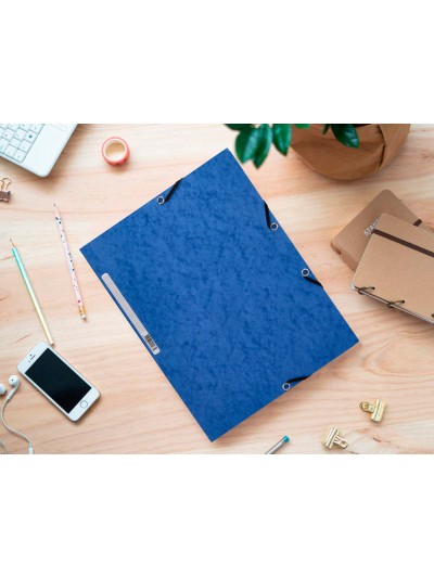 Carpeta q-connect gomas kf02167 carton simil-prespan solapas 320x243 mm azul