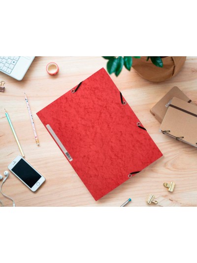 Carpeta q-connect gomas kf02165 carton simil-prespan solapas 320x243 mm roja
