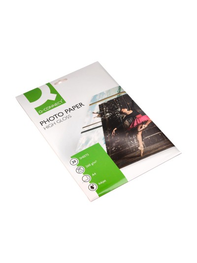 Papel q-connect foto glossy kf02163 din a4 alta calidad digital photo para ink-jet bolsa de 20 hojas de 260 gr