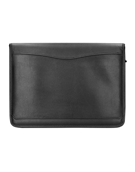 Carpeta portafolios q-connect cremallera 4 anillas 20 mm concalculadora con bolsa para movil color negro 260x355 mm
