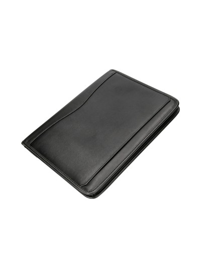 Carpeta portafolios q-connect cremallera 4 anillas 20 mm concalculadora con bolsa para movil color negro 260x355 mm