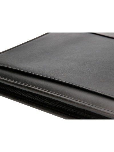 Carpeta portafolios q-connect cremallera 4 anillas 20 mm concalculadora con bolsa para movil color negro 260x355 mm