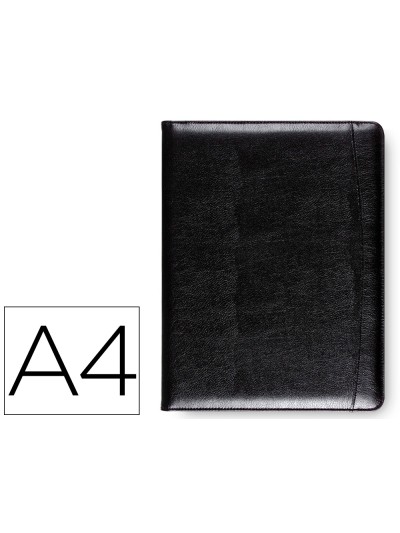 Carpeta portafolios q-connect sin cremallera sin asas con departamentos interiores colornegro 320x250 mm