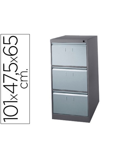 Fichero cajones de suelo metalico de 3 cajones 101 alto,65 prof. 47,5 ancho color gris n.1375