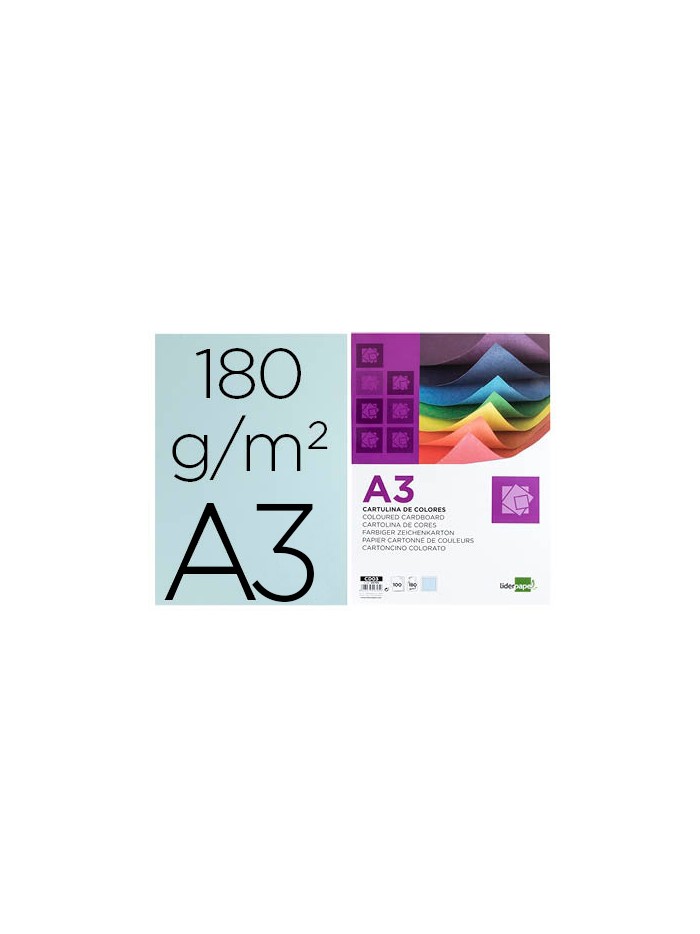 Cartulina liderpapel a3 180g/m2 celeste paquete de 100 hojas Cartulina liderpapel a3 180g/m2 celeste paquete de 100 hojas