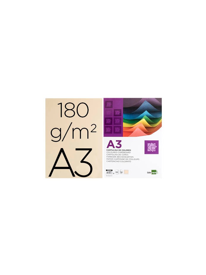 Cartulina liderpapel a3 180g/m2 crema paquete de 100 hojas Cartulina liderpapel a3 180g/m2 crema paquete de 100 hojas