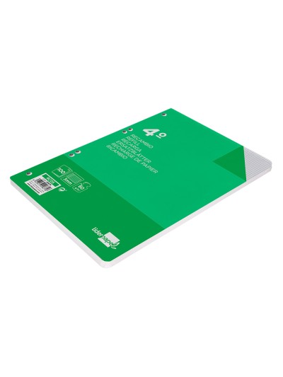Recambio liderpapel cuarto 100 hojas 60g/m2 cuadro 3mm con margen 6 taladros