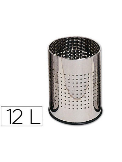 Papelera metalica q-connect perforada cromada 250x325 mm