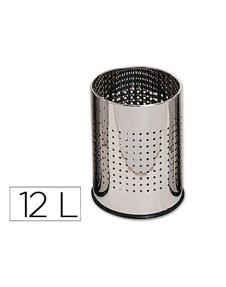 Papelera metalica q-connect perforada cromada 250x325 mm