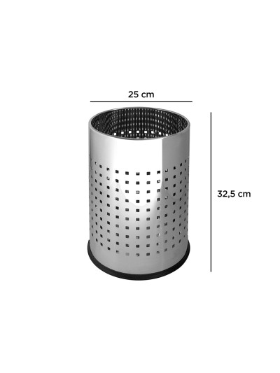 Papelera metalica q-connect perforada cromada 250x325 mm