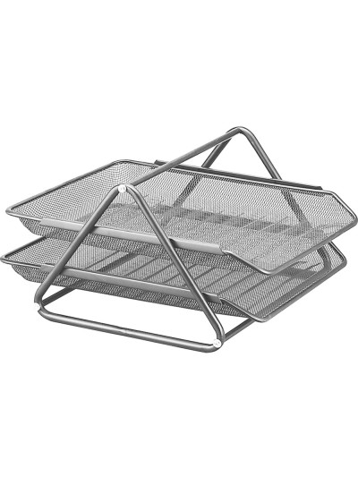 Bandeja sobremesa metalica q-connect rejilla gxa100 plata 2 bandejas movibles 300x185x350 mm