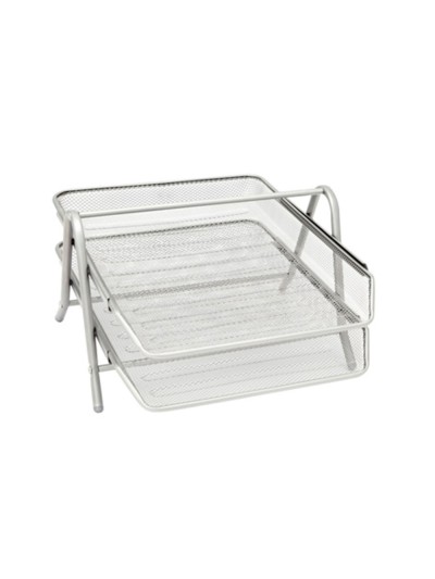 Bandeja sobremesa metalica q-connect rejilla gxa100 plata 2 bandejas movibles 300x185x350 mm