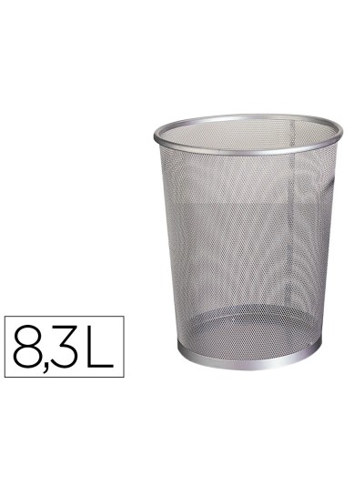 Papelera metalica q-connect rejilla gris 190x260x235 mm