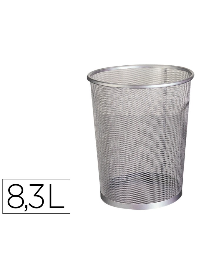 Papelera metalica q-connect rejilla gris 190x260x235 mm