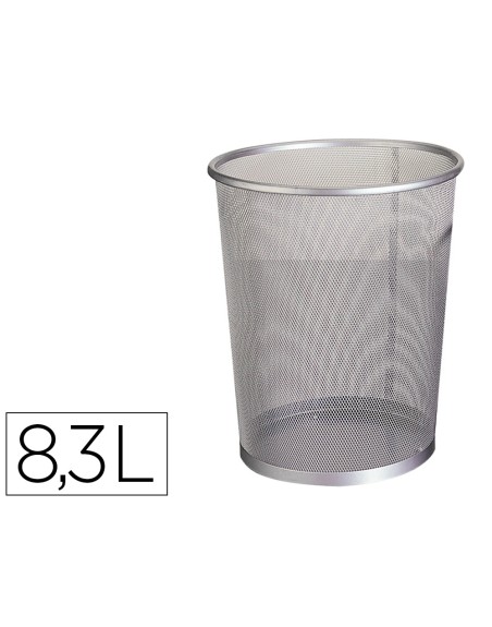 Papelera metalica q-connect rejilla gris 190x260x235 mm