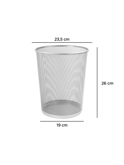 Papelera metalica q-connect rejilla gris 190x260x235 mm