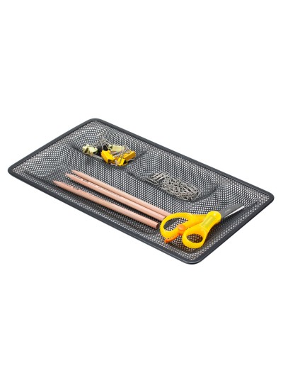 Organizador sobremesa bandeja metalica q-connect rejilla negra con 4 departamentos 315x20x175 mm