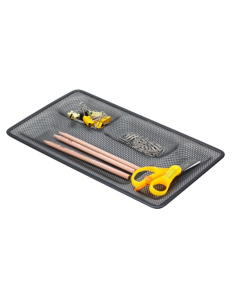 Organizador sobremesa bandeja metalica q-connect rejilla negra con 4 departamentos 315x20x175 mm