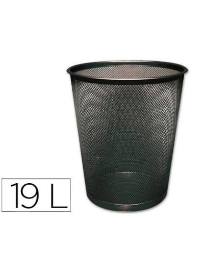 Papelera metalica q-connect negra rejilla 295x345mm