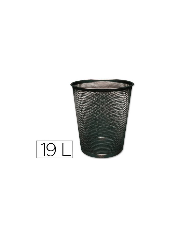 Papelera metalica q-connect negra rejilla 295x345mm