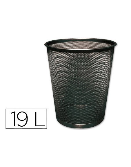 Papelera metalica q-connect negra rejilla 295x345mm